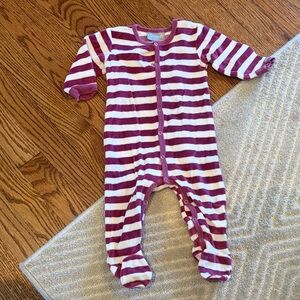 Coccoli 6M burgundy and White Striped Footie